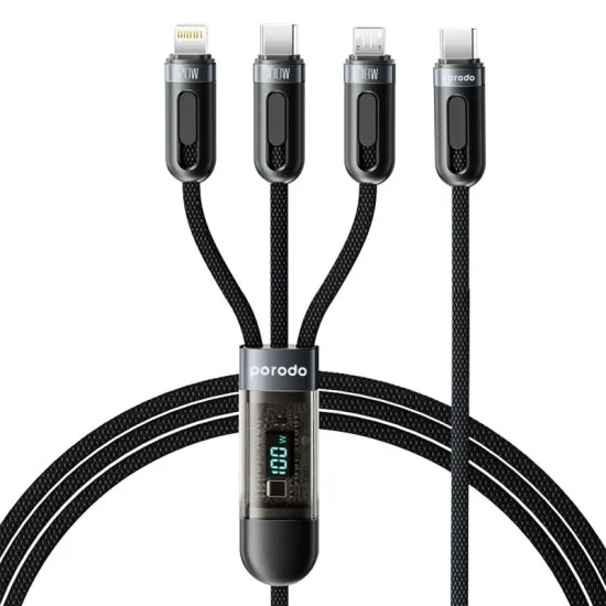 Porodo Multi-Connector Type-C Fast Charging Display Cable Lightning 1.2M